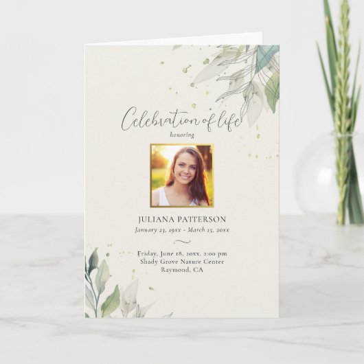 Viering van het leven Botanicals, foto's Begrafeni Programma (Voorkant)