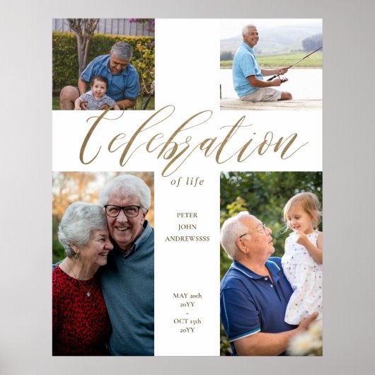 Viering van het leven Cross Photo Collage begrafen Poster (Voorkant)