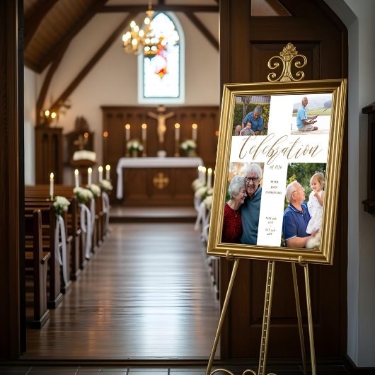 Viering van het leven Cross Photo Collage begrafen Poster