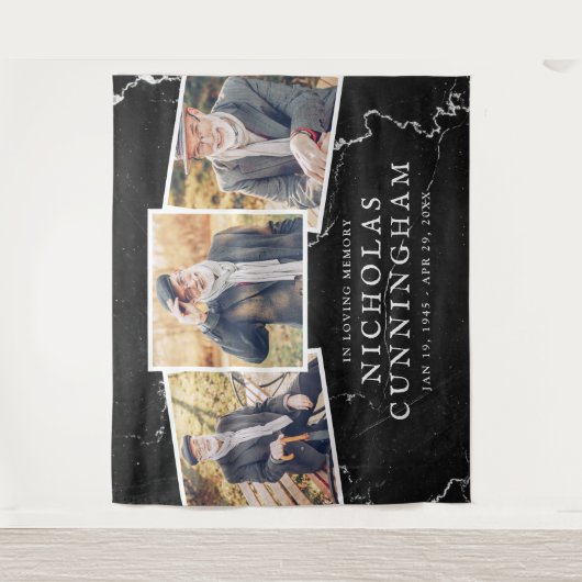 Viering van het leven Donkere marmeren steen Drie  Wandkleed (Voorkant)