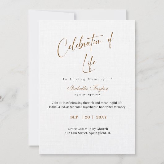 Viering van het leven Dood Jubileum Memorial Kaart (Voorkant)