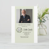 Viering van het leven Dove foto uitnodiging (Staand voorkant)