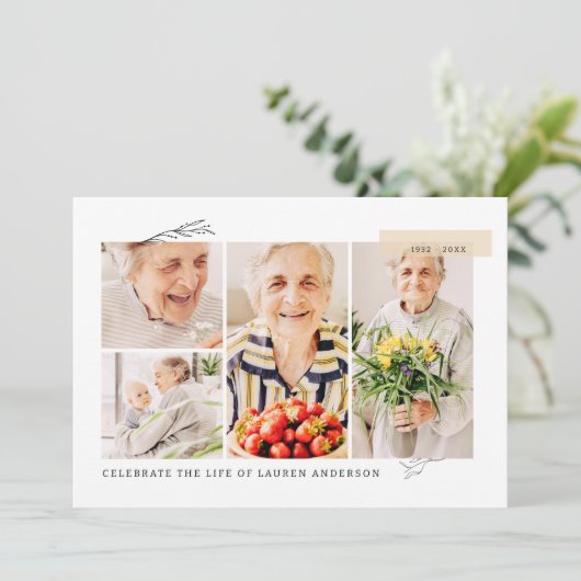 Viering van het Leven Eenvoudig Modern 6 Fotoroost Kaart (Staand voorkant)