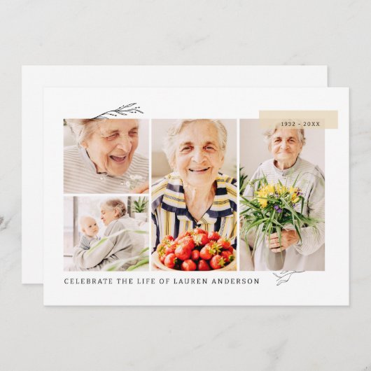 Viering van het Leven Eenvoudig Modern 6 Fotoroost Kaart (Voorkant / Achterkant)