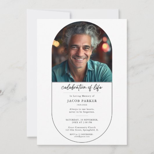 Viering van het leven Eenvoudige begrafenisboog Fo Kaart (Voorkant)