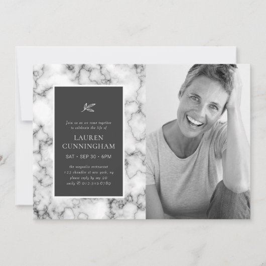 Viering van het Leven Eenvoudige Elegante Marmeren Kaart (Voorkant)