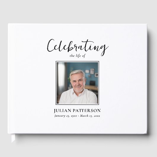 Viering van het leven Eenvoudige foto, aangepaste Gastenboek (Voorkant)