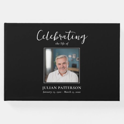Viering van het leven Eenvoudige foto, aangepaste Gastenboek (Voorkant)