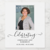 Viering van het leven Eenvoudige foto Begrafenismo Wijn Etiket (Enkel label)