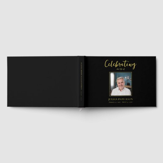 Viering van het leven Eenvoudige foto Gouden Folie Gastenboek (Volledig)