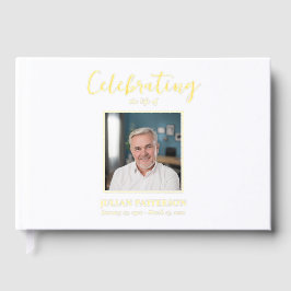 Viering van het leven Eenvoudige foto Gouden Folie Gastenboek