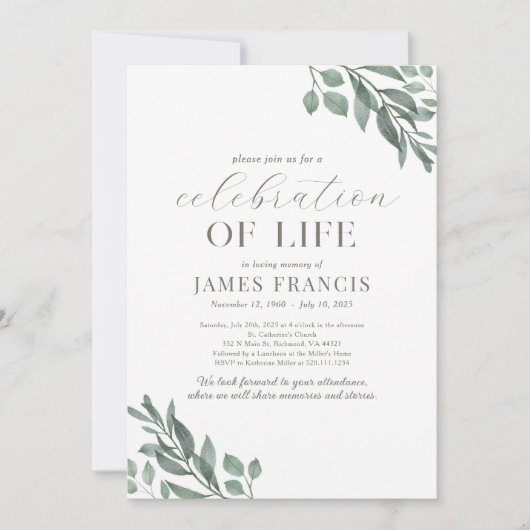 Viering van het leven Eenvoudige moderne uitnodigi Kaart (Voorkant)