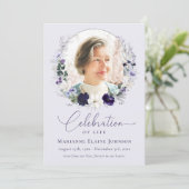 Viering van het leven Elegant Floral Photo Memoria Kaart (Staand voorkant)
