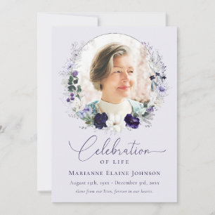 Viering van het leven Elegant Floral Photo Memoria Kaart