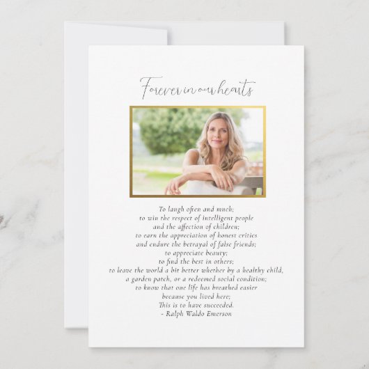 Viering van het leven Elegant Foliage Begrafenisfo Kaart (Achterkant)