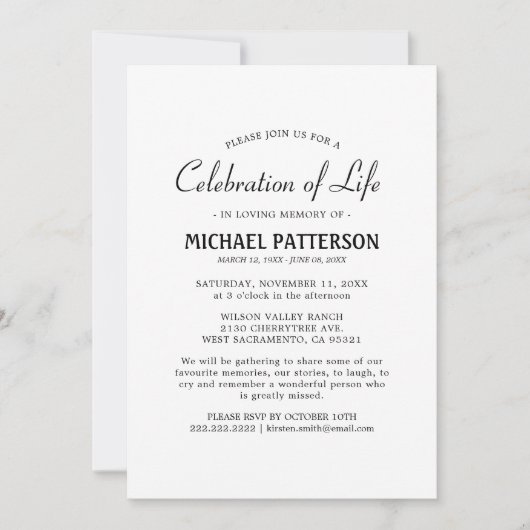 Viering van het Leven Elegant Funeral Kaart (Voorkant)