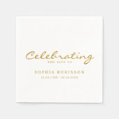Viering van het leven Elegant Gold Script Funeral Servet (Voorkant)