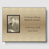 Viering van het leven, Elegant goud met foto Gastenboek (Voorkant)