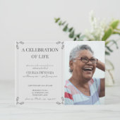 Viering van het leven Elegant Grey Custom Funeral Kaart (Staand voorkant)