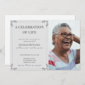 Viering van het leven Elegant Grey Custom Funeral Kaart (Voorkant / Achterkant)