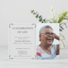 Viering van het leven Elegant Grey Custom Funeral Kaart