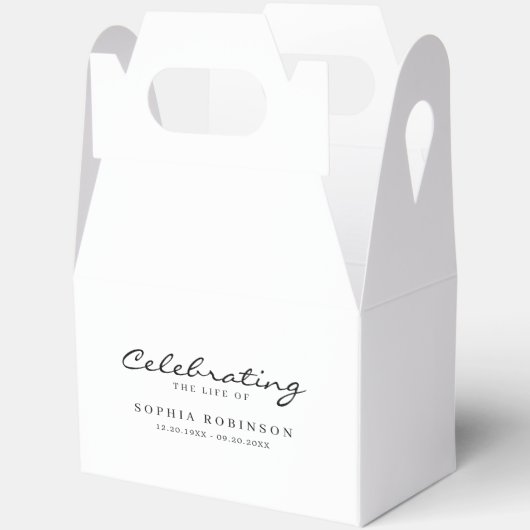 Viering van het leven Elegant script begrafenis Bedankdoosjes (Open)