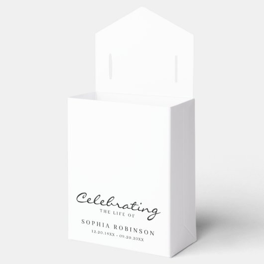 Viering van het leven Elegant script begrafenis Bedankdoosjes (Geopend)