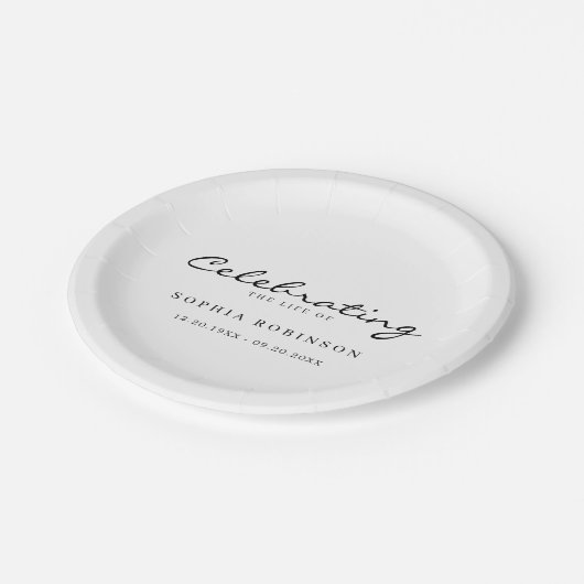 Viering van het leven Elegant script begrafenis Papieren Bordje (Gekanteld)