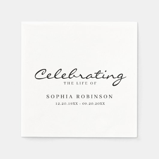 Viering van het leven Elegant script begrafenis Servet (Voorkant)