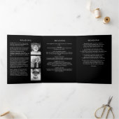 Viering van het leven Elegant Script Foto Begrafen Drieluik Programma (Binnen)