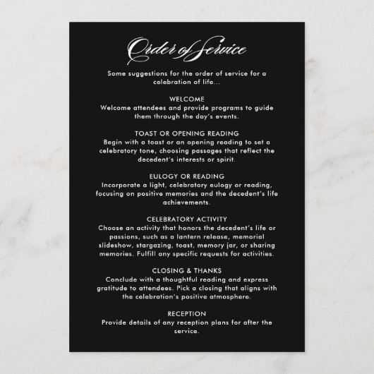 Viering van het leven Elegant Script Foto Begrafen Programmakaart (Achterkant)