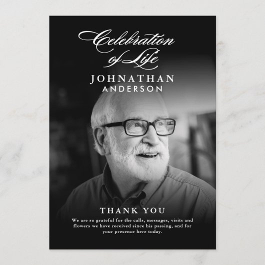 Viering van het leven Elegant Script Foto Begrafen Programmakaart (Voorkant)