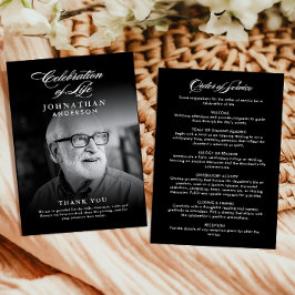 Viering van het leven Elegant Script Foto Begrafen Programmakaart