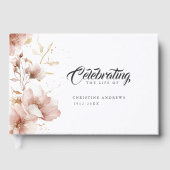 "Viering van het leven" Elegante Bloemenbegrafenis Gastenboek (Voorkant)