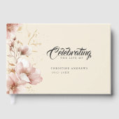 "Viering van het leven" Elegante Bloemenbegrafenis Gastenboek (Voorkant)