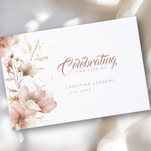 "Viering van het leven" Elegante Bloemenbegrafenis Gastenboek