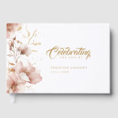 "Viering van het leven" Elegante Bloemenbegrafenis Gastenboek (Voorkant)