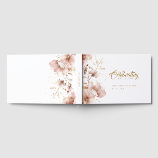 "Viering van het leven" Elegante Bloemenbegrafenis Gastenboek (Volledig)