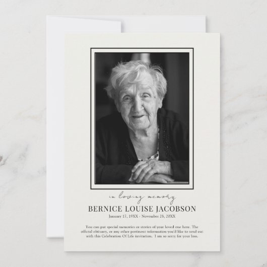 Viering van het leven Elegante herdenkingsdienst Kaart (Achterkant)