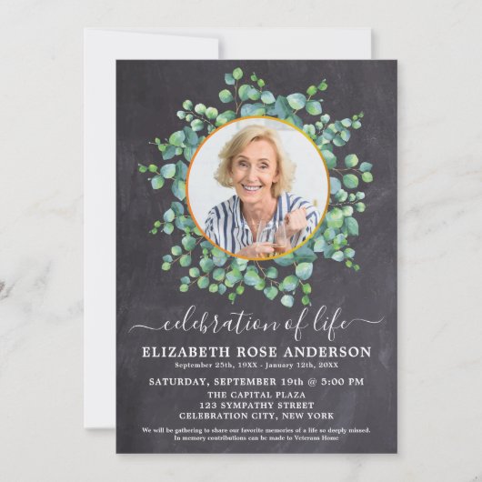 Viering van het leven Eucalyptusfoto laat begrafen Kaart (Voorkant)