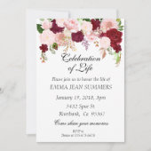 Viering van het leven  Floral Burgundy Blush Kaart (Voorkant)