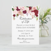 Viering van het leven  Floral Burgundy Blush Kaart (Staand voorkant)