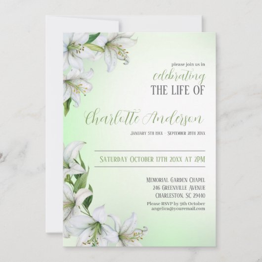 Viering van het leven Floral Funeral Invitation Kaart (Voorkant)