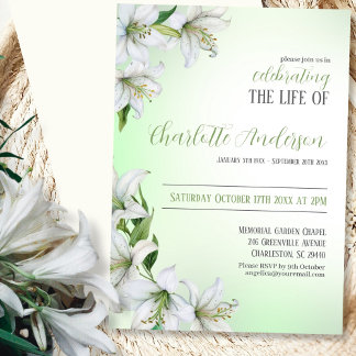 Viering van het leven Floral Funeral Invitation Kaart