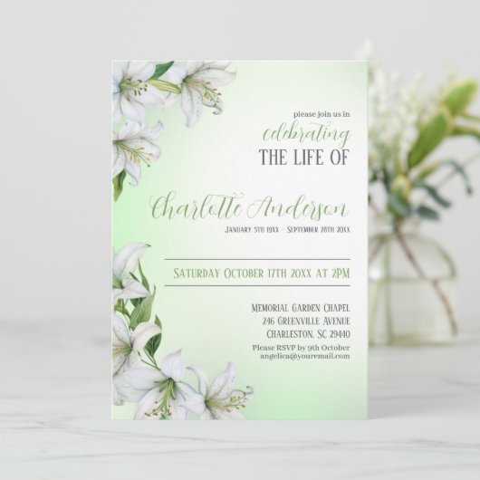 Viering van het leven Floral Funeral Kaart (Staand voorkant)