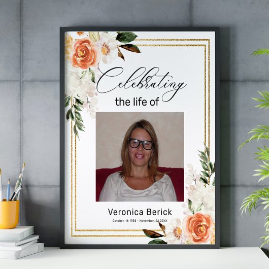 Viering van het leven Floral Woman begrafenis Poster