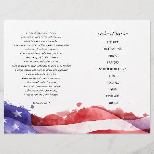 Viering van het leven Foto Amerikaanse vlag begraf Flyer (Achterkant)