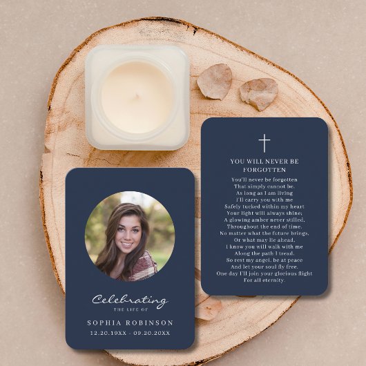 Viering van het leven Foto begrafenis Blue Prayer  Visitekaartje