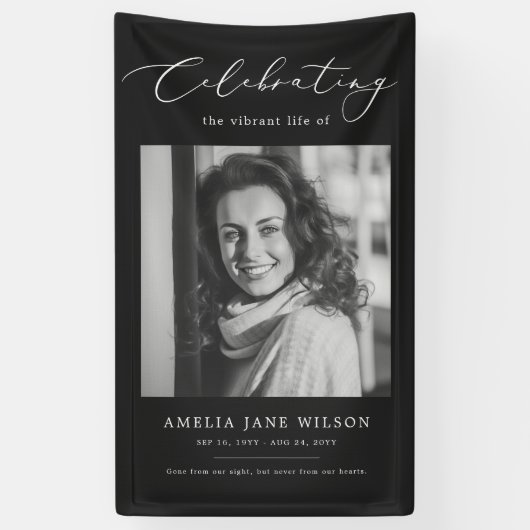 Viering van het leven Foto begrafenisdienst Spandoek (Verticaal)