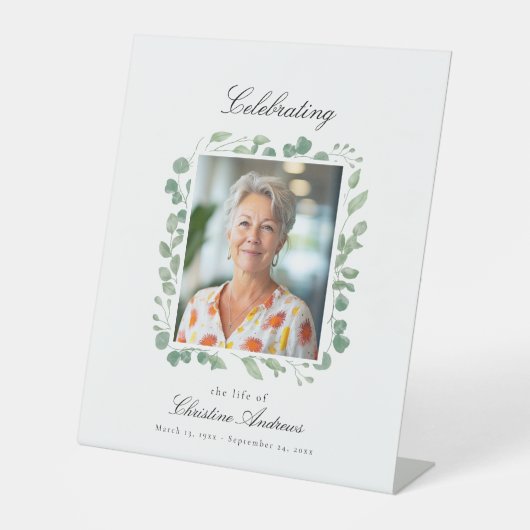 "Viering van het leven" Foto Begrafenismonument Reclamebord Met Voetstuk (Voorkant)